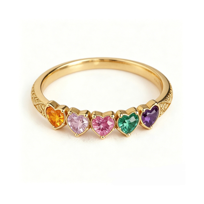 Grandma’s Tear of Joy Mother’s Day Gift Heart Birthstone Ring