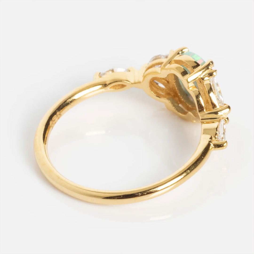 Forever in My Heart Rainbow Bridge Pink Opal Ring