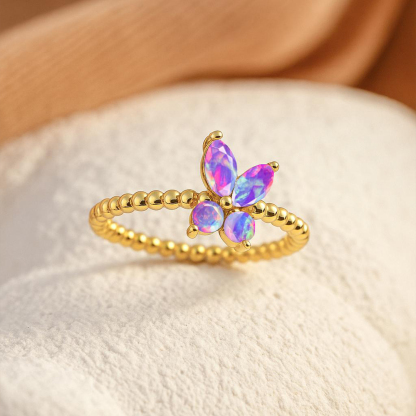 World Lupus Day Hope & Strength Opal Butterfly Ring