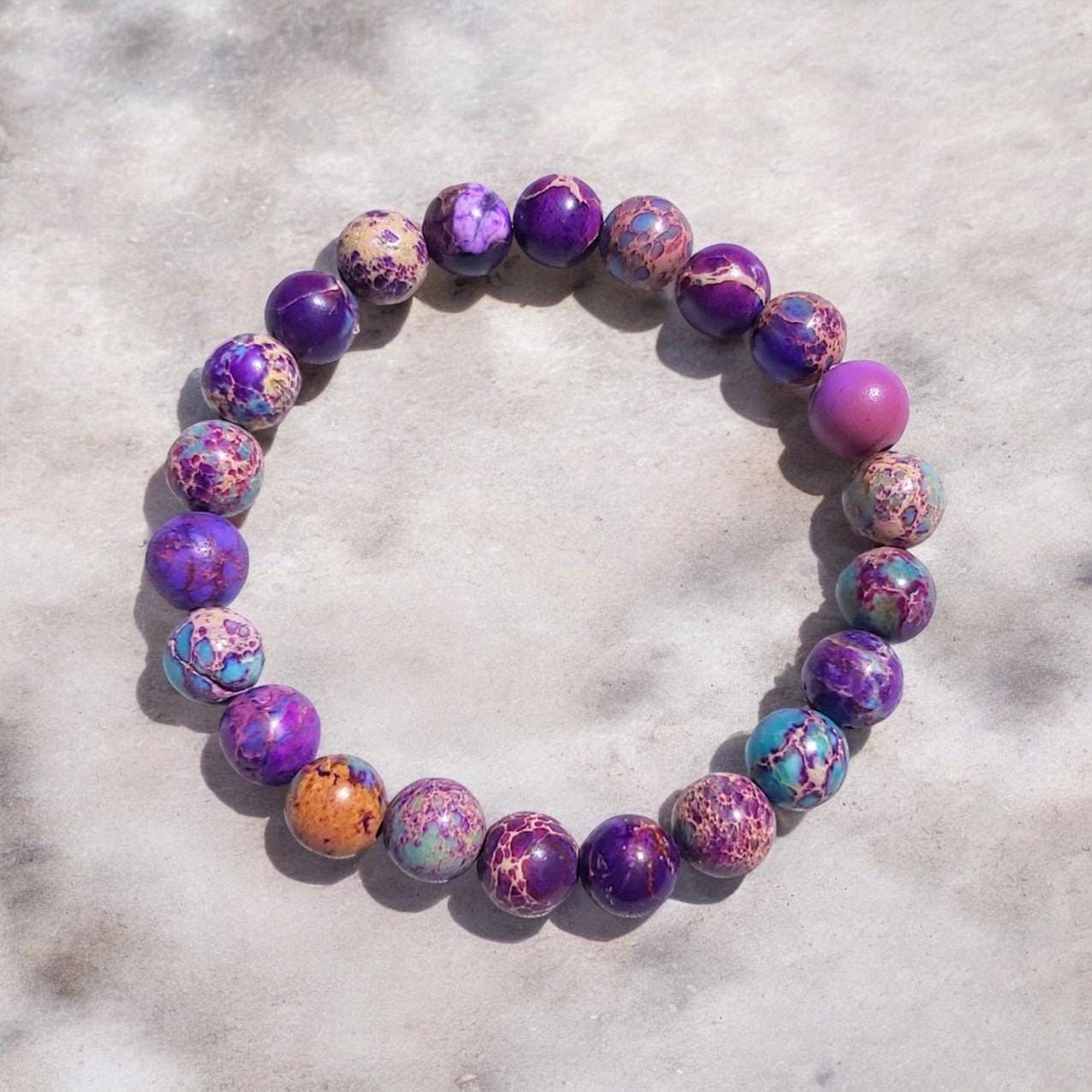 Galaxy Sea Sediment Jasper Lupus Awareness Bracelet