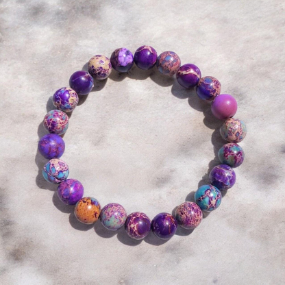 Galaxy Sea Sediment Jasper Lupus Awareness Bracelet