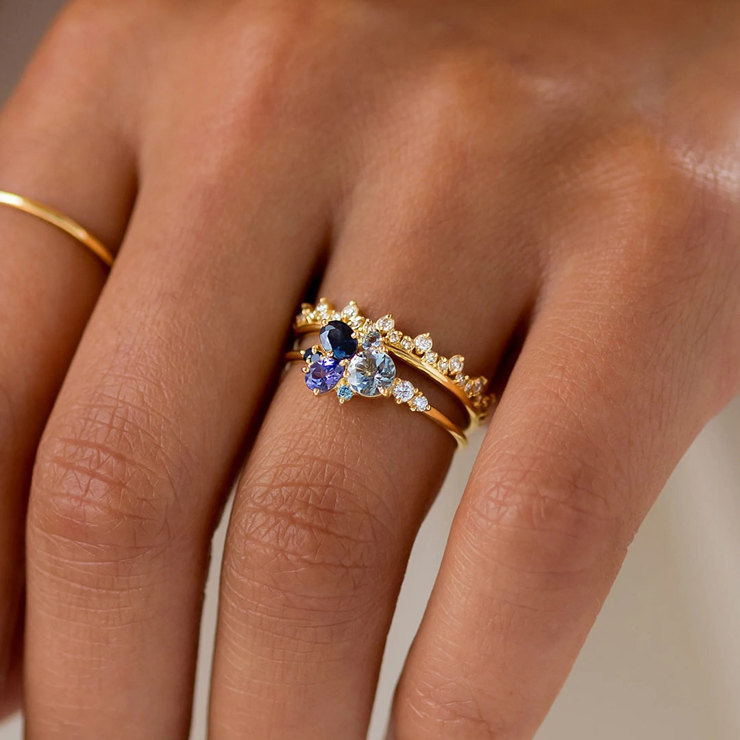 Gift For Mama Custom 1-5 Multi-Shape Birthstones Ring