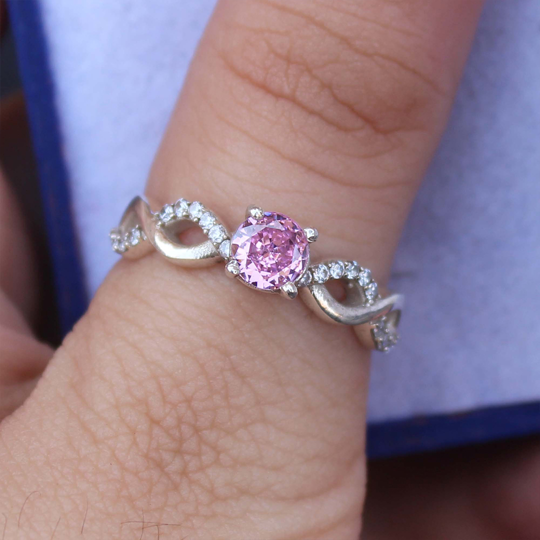 Breast Cancer Awareness I Am Enough Pink Sapphire Ring