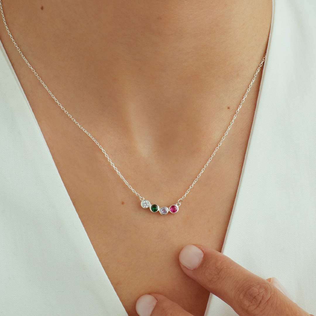 Gift For Women Family Birthstones Necklace