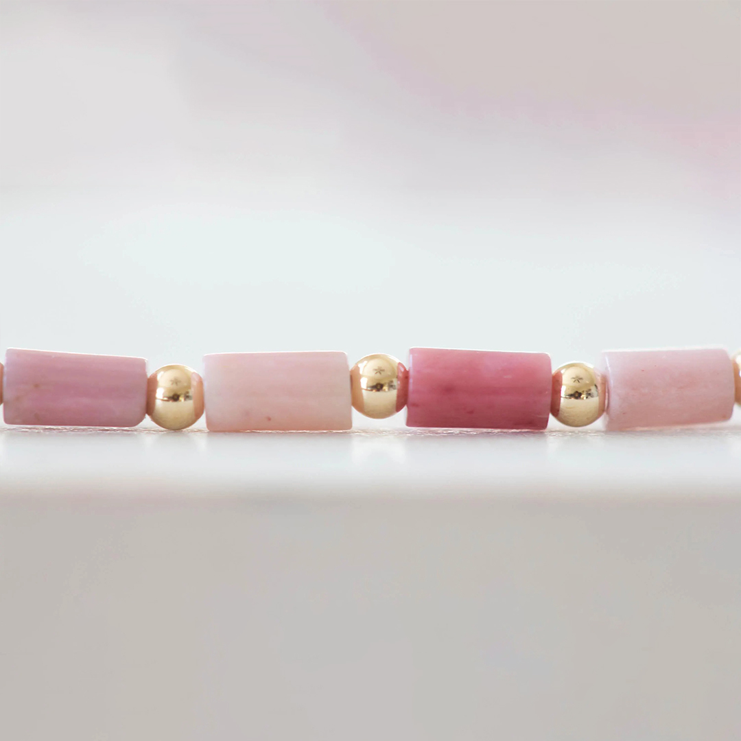 Breast Cancer Awareness Pink Gemstone Bracelet