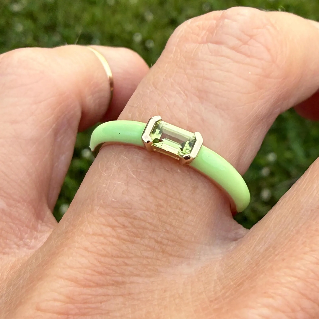 Kidney Disease Awareness Green Enamel Ring