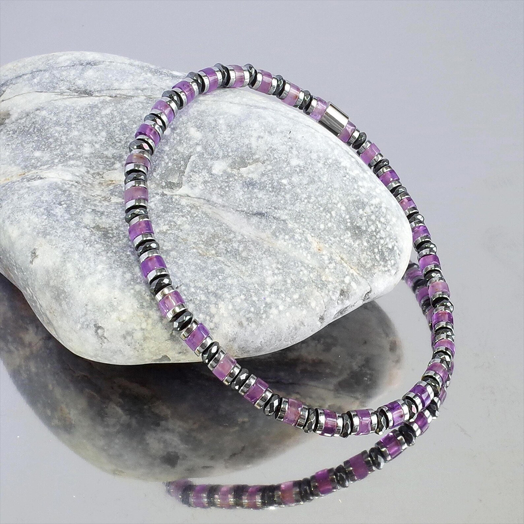 Alzheimer Dementia Awareness Amethyst Bracelet