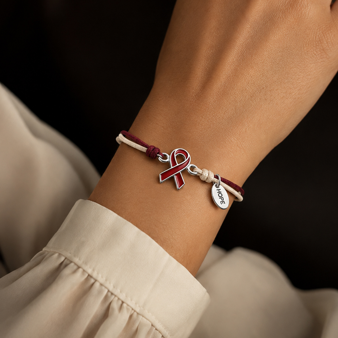Blood Cancer Awareness Red Ribbon Bracelet