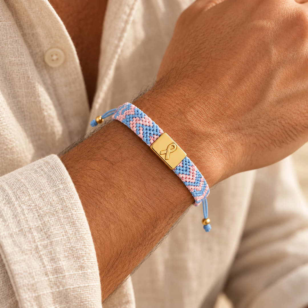 Forever in My Heart Pink and Blue Ribbon Bracelet
