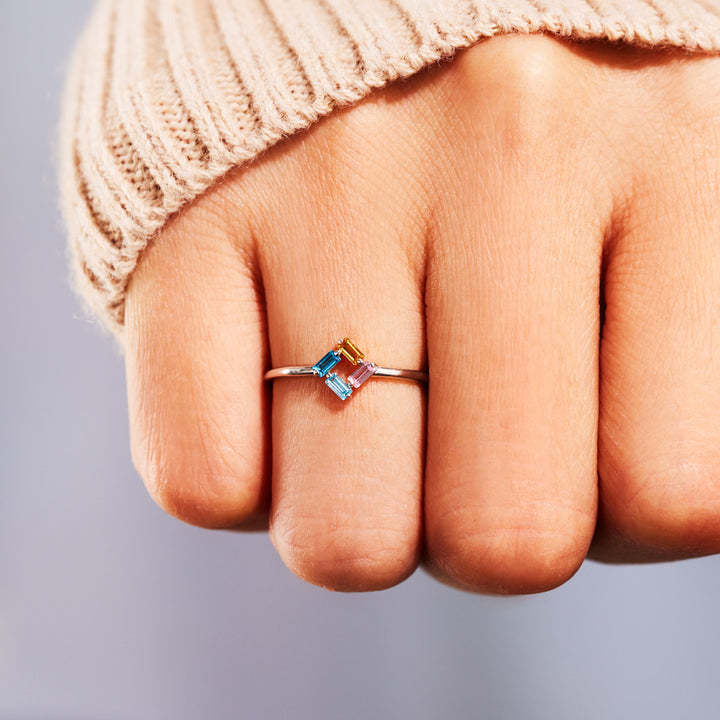 3-6 Baguette Birthstones Ring