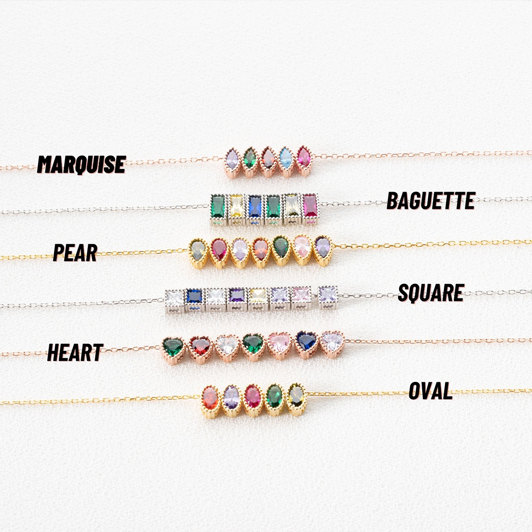Personalized 1-14 Birthstones Charms One of a Kind Gift Design Your Necklace