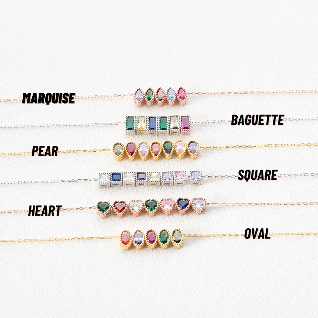 Personalized 1-14 Birthstones Charms One of a Kind Gift Design Your Necklace