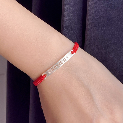 Red String Bracelet-Six Word Mantra Bracelet