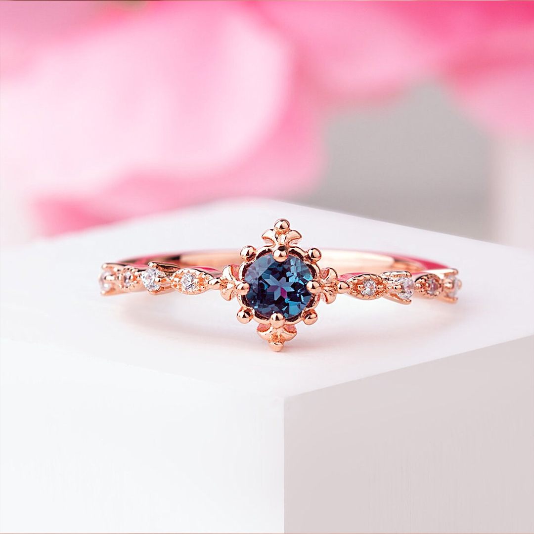 Choose Peace Vintage Alexandrite Minimalist Ring