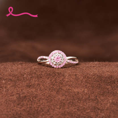 S925 Raise Awareness I Am Enough Pink Circle Ring
