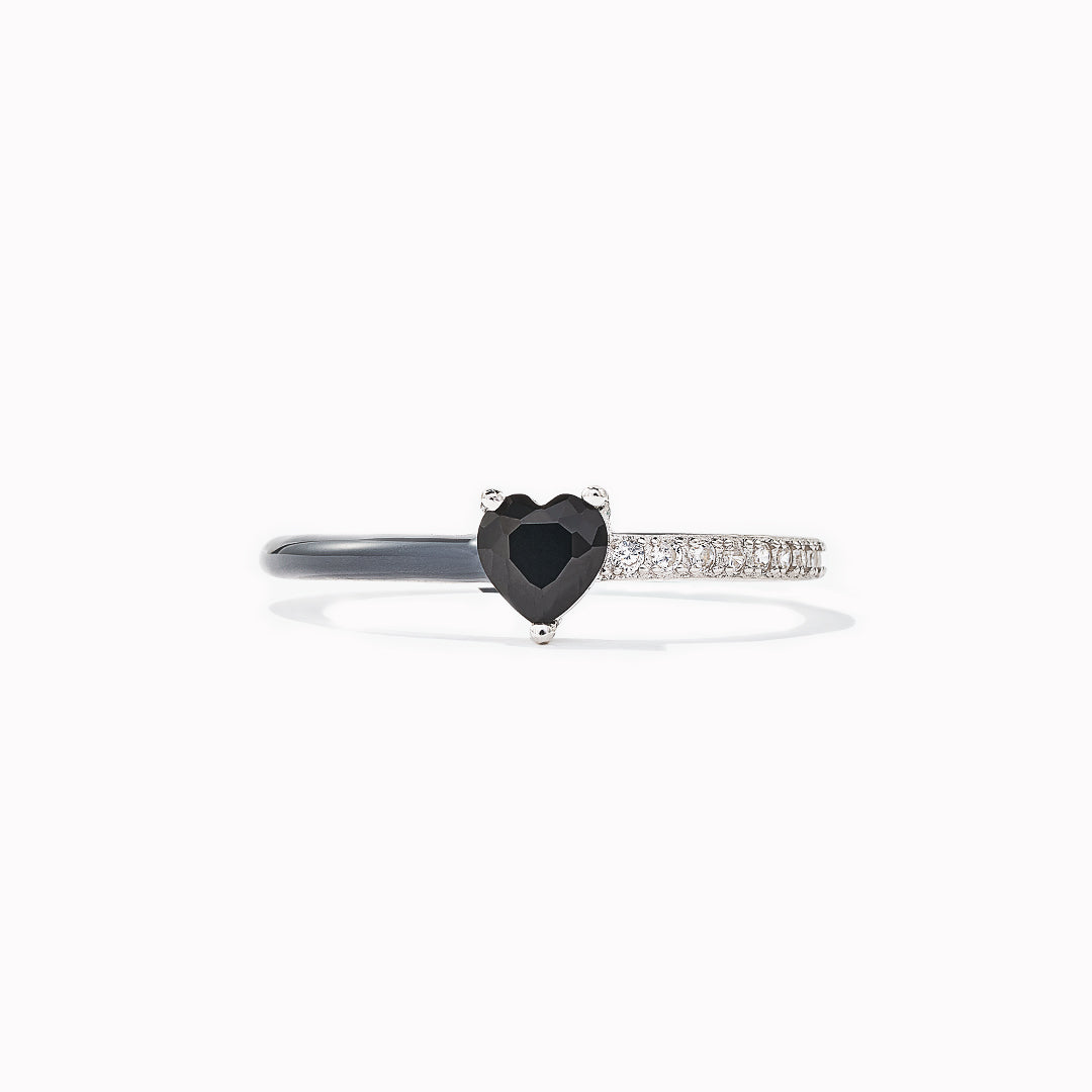 I Am Proud Of Myself Black Enamel Heart Ring