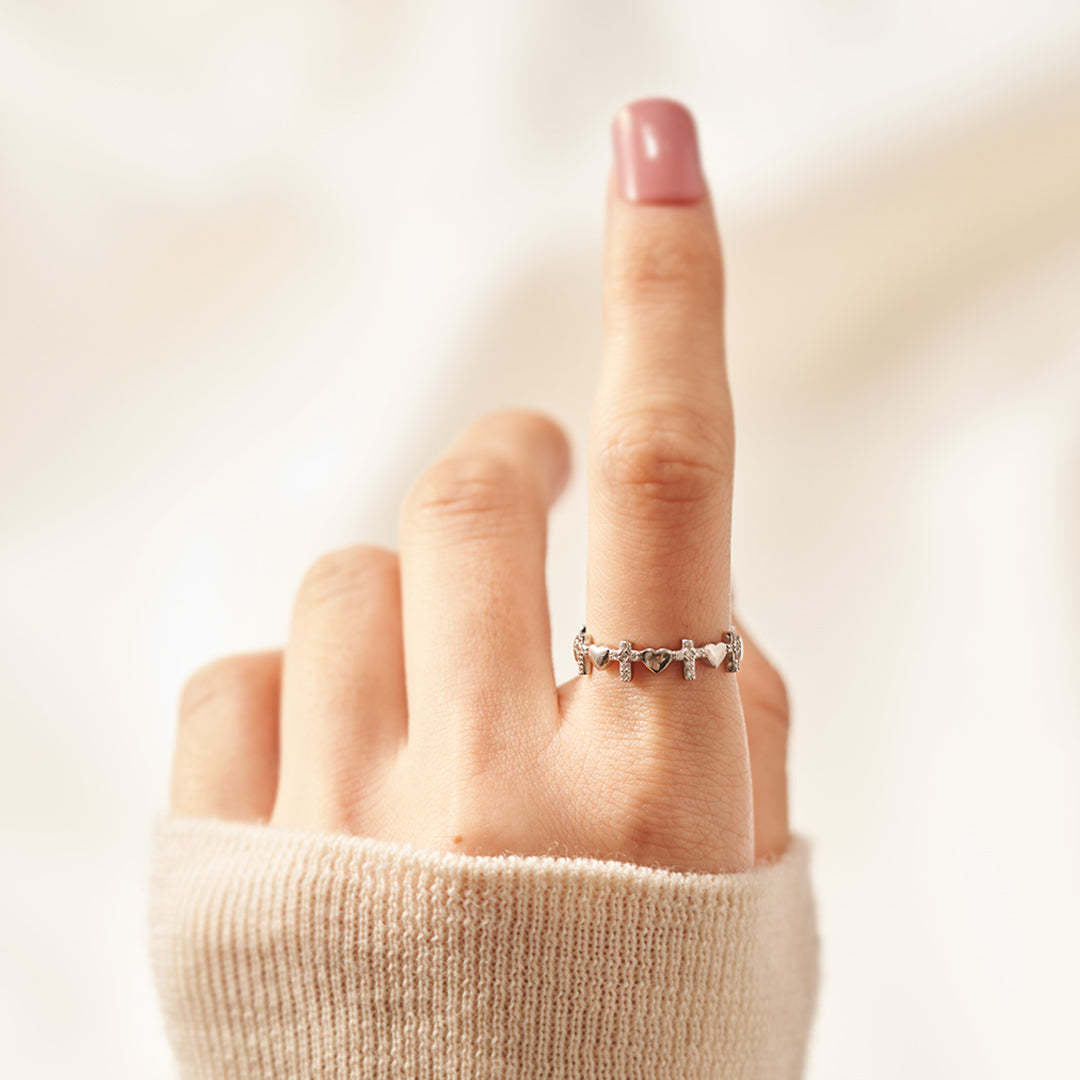 To My Daughter-Cross Heart Ring