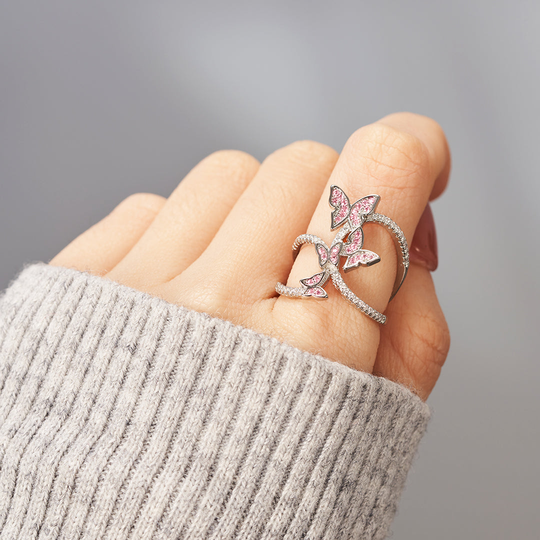 May Your Choices Reflect Your Hopes Crystal Butterfly Ring