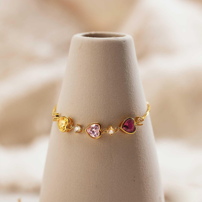 1-10 Birthstones Heartbeat Family Bracelet