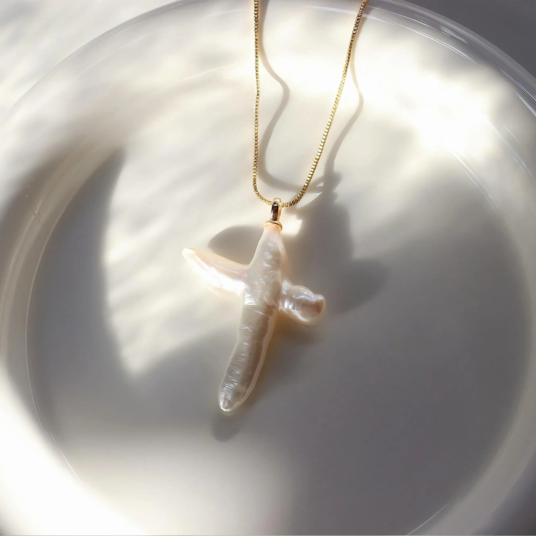 Choosing Me Freshwater Cross Pearl Necklace