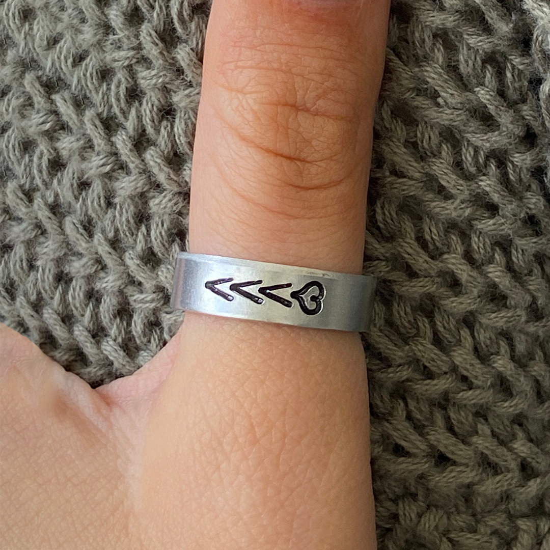 Down Syndrome Awareness Hand Stamped Heart Ring