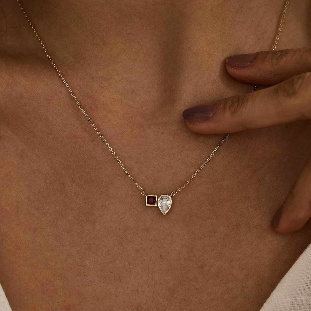 Mother & Daughter Two Stone Necklace