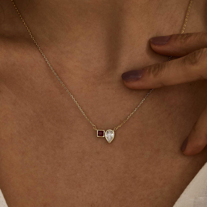 Mother & Daughter Two Stone Necklace