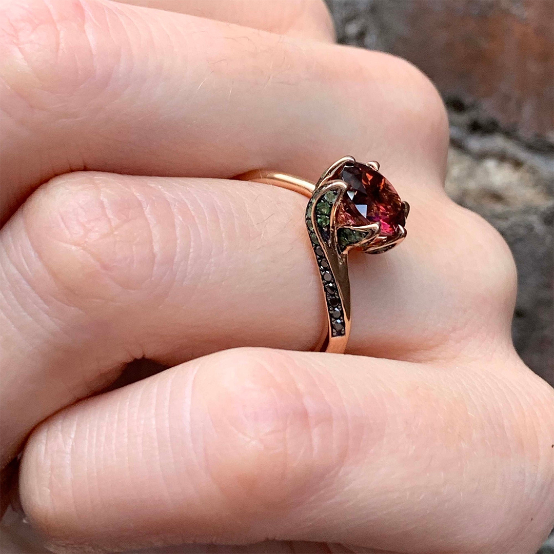 My One and Only Rose Garnet Floral Ring