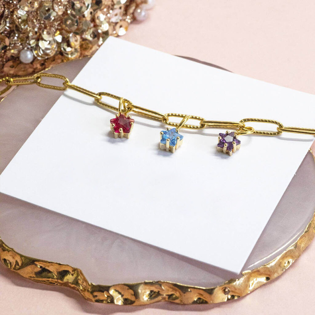 Mother's Gift Personalized 1-8 Star Birthstones Bracelet