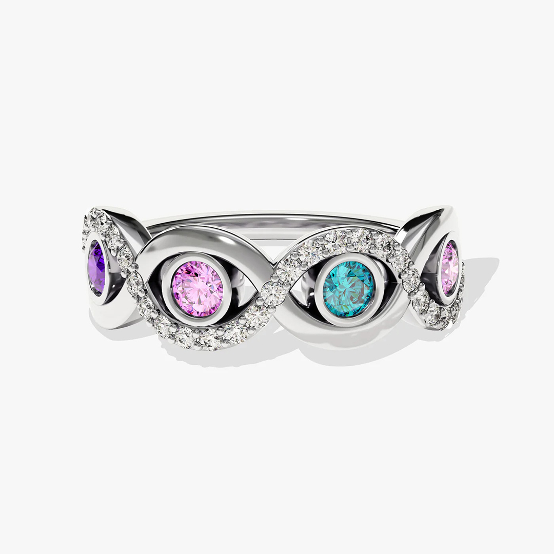 Custom 1-4 Birthstones Infinity Ring