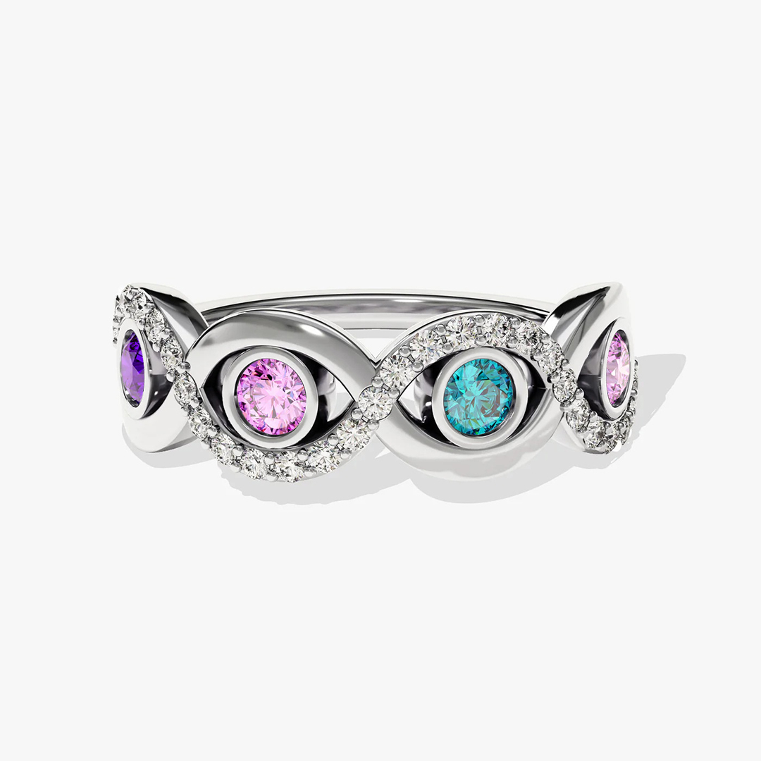 Custom 1-4 Birthstones Infinity Ring