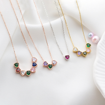 Personalized 1-14 Birthstones Charms One of a Kind Gift Design Your Necklace