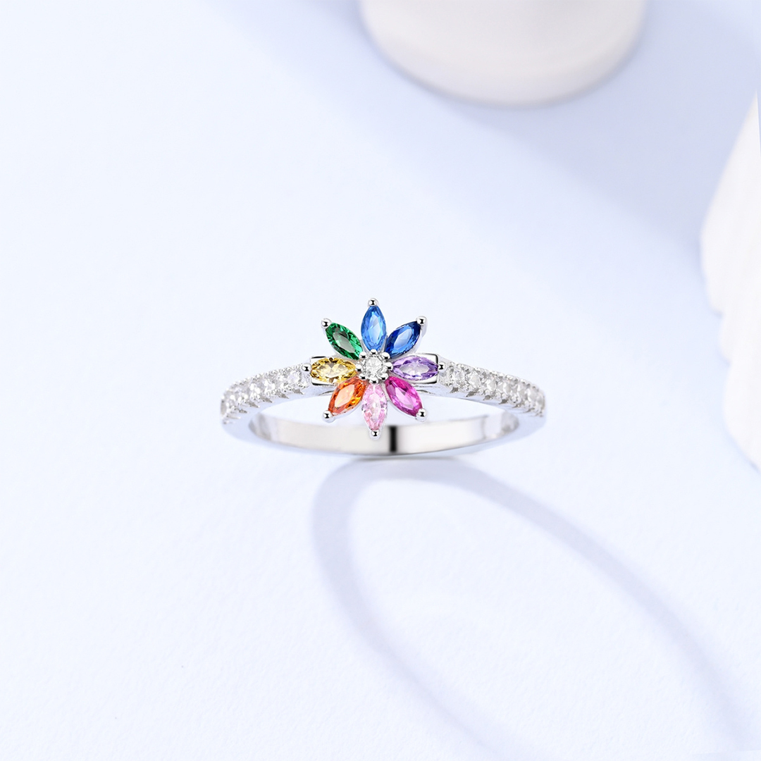 Autism Awareness Gift Rainbow Lotus Ring