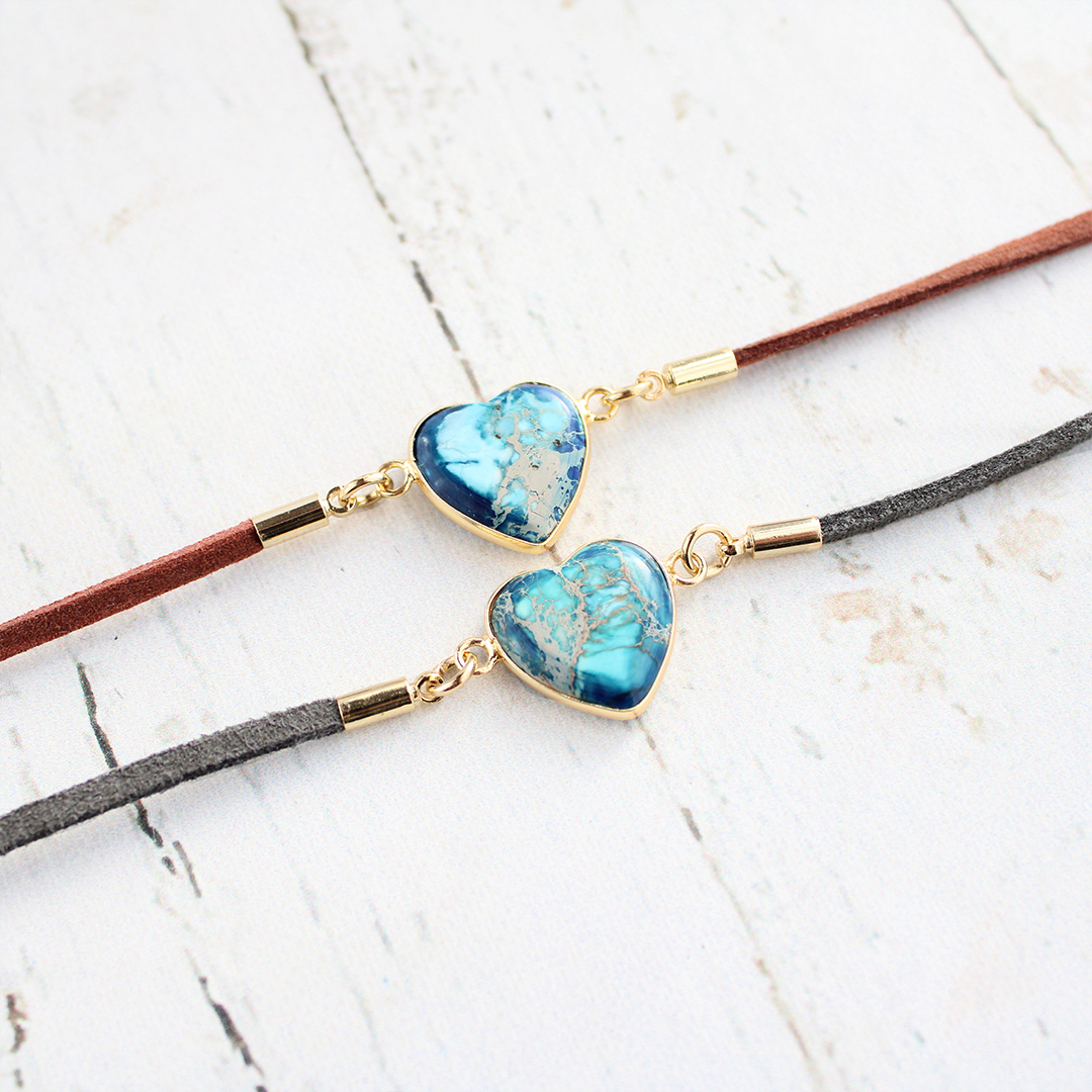 Choosing Peace Heart Jasper Stone Bracelet
