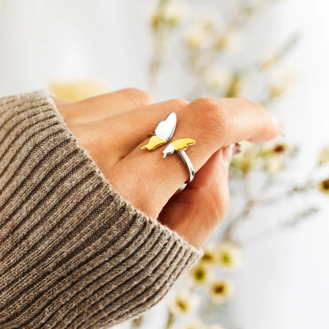 Childhood Cancer Gift Gold Butterfly Ring