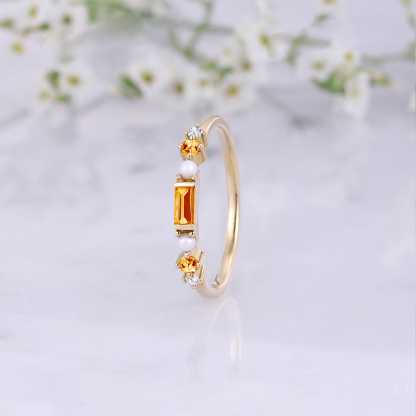 Nobody Fights Alone Multiple Sclerosis Awareness Baguette Pearl Ring