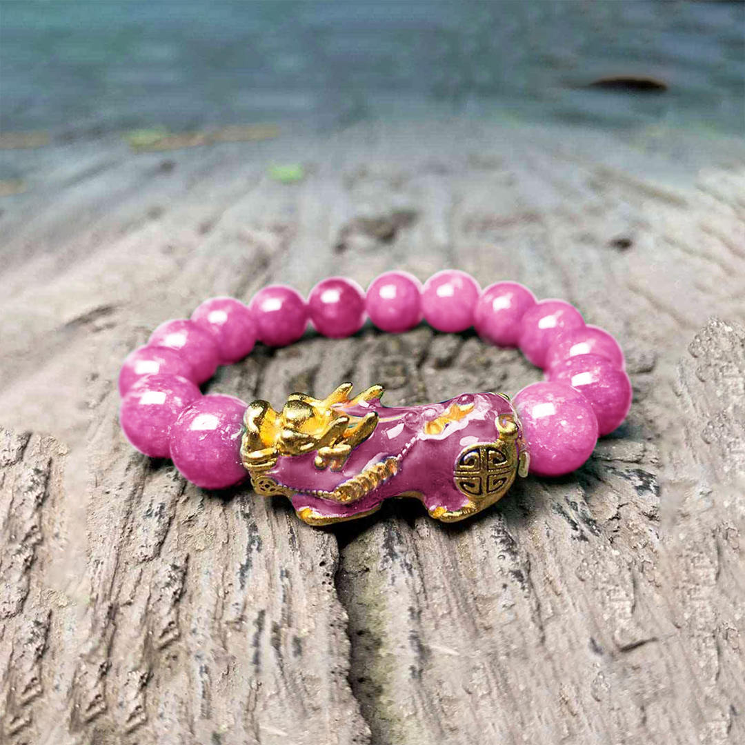 Pink Crystal Pixiu Bracelet for Healing & Positive Energy