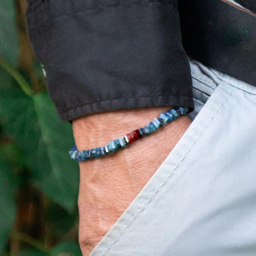 Diabetes Awareness Men Nature Raw Emerald Bracelet