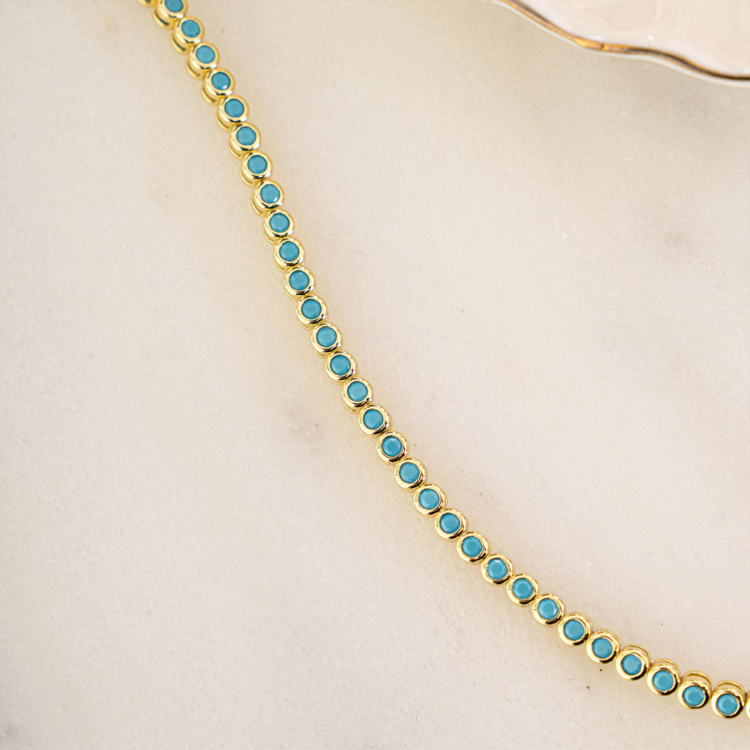 PTSD Awareness Strength In Every Link Turquoise Tennis Bracelet