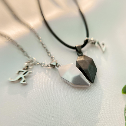 Personalized Initial Heart Connection Necklace Set