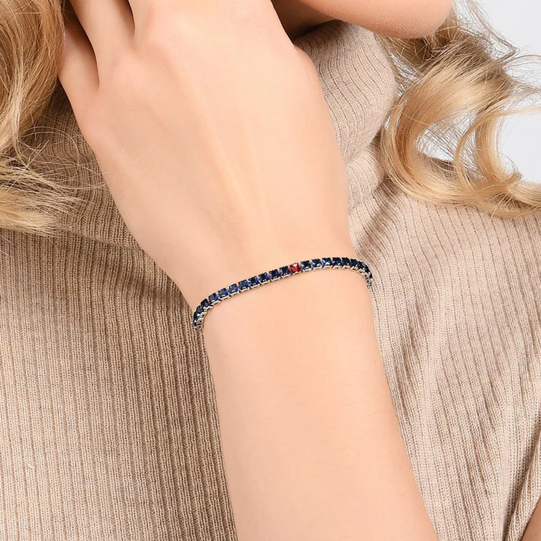 Diabetes Awareness Blue Diamond Silver Bracelet