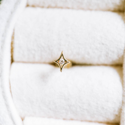 Gold Internally Threaded Star Flat Back Earrings