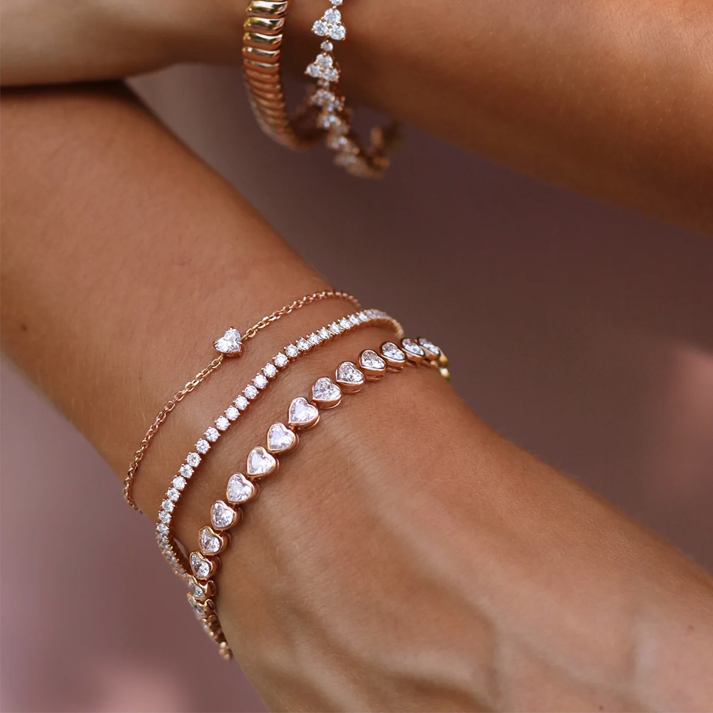 To Me From Me Bezeled Heart Diamond Tennis Bracelet