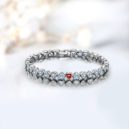 Diabetes Awareness Bezel Set Aquamarine Bracelet