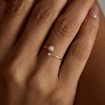 Self Love Minimalist White Opal Ring