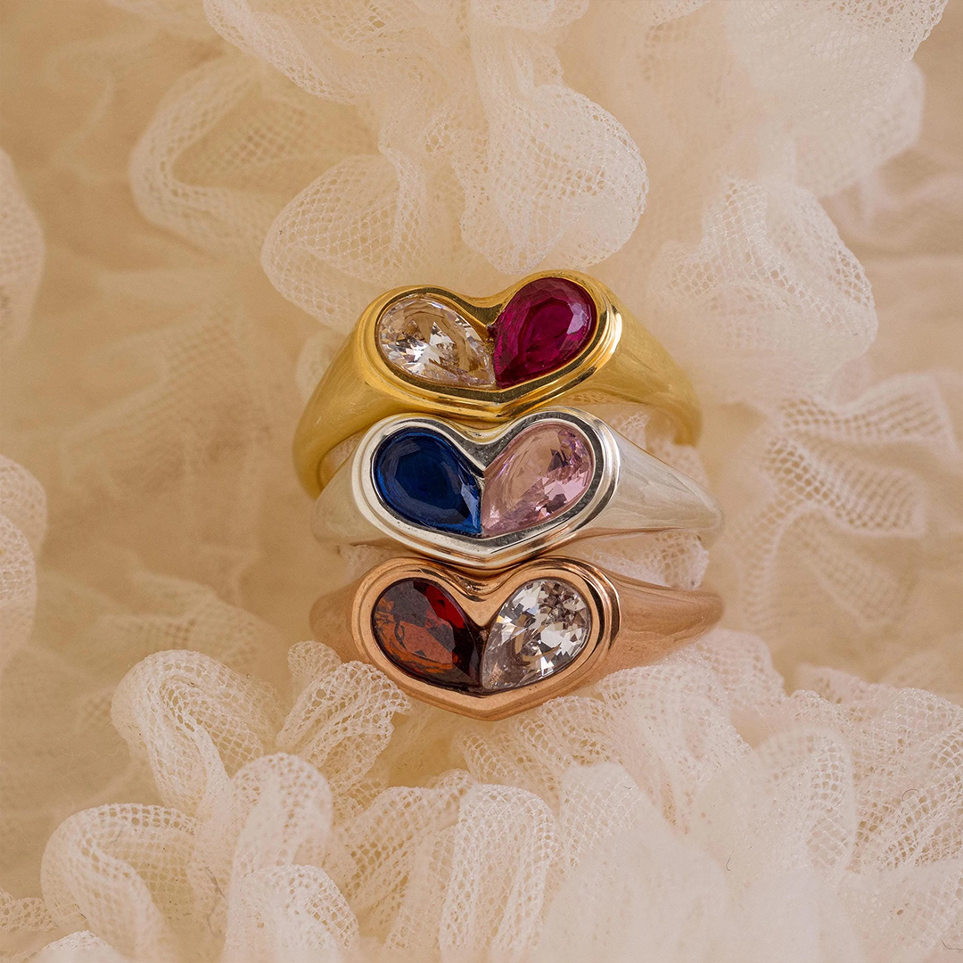 All That Matters Is Us Birthstone Heart Signet Ring