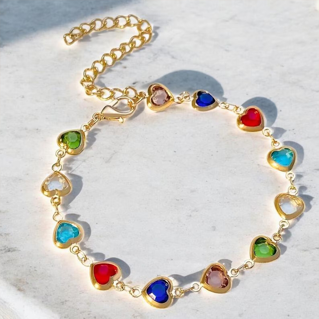 Custom 1-12 Birthstones Her Heartline Bracelet