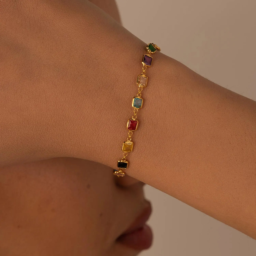 Personalized Colorful 1-12 Stones Bonds Bracelet