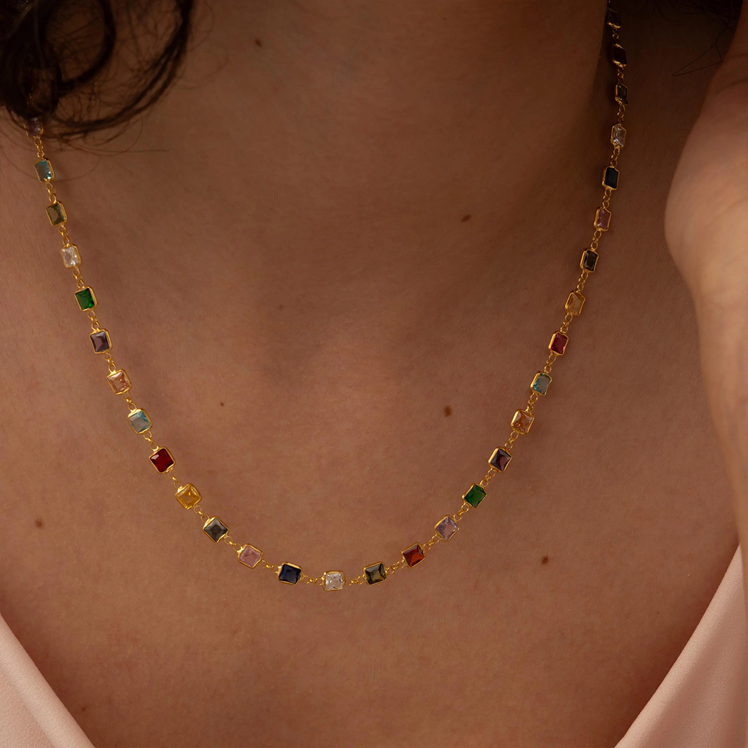 Personalized Colorful 1-15 Stones Bonds Necklace