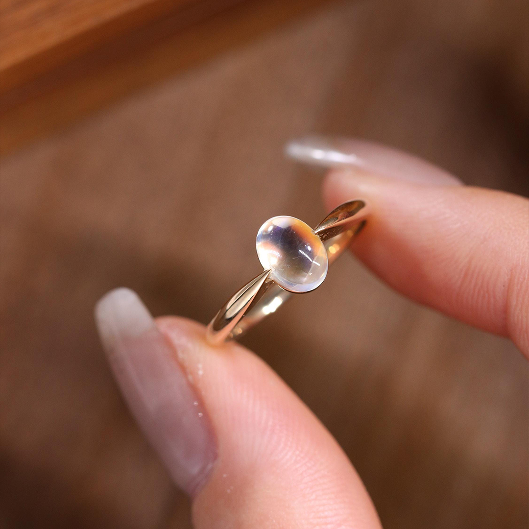 Lung Cancer Awareness Strength In Rainbow Moonstone Ring
